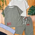 🧚🤴🏻  #تیشرت‌شلوارک بیسکویتی طرح جیب دار چرمی