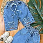 🧚🤴🏻  #شلوارک‌جین اسپرت گلدوزی میکی موس