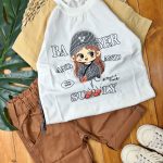 #تیشرت‌شلوارک کتان رگلان دخترک