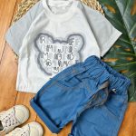 #تیشرت‌شلوارک کتان رگلان خرس