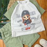 #تیشرت‌شلوارک کتان رگلان دخترک