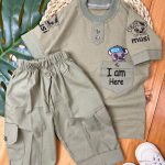 تیشرت شلوارک کتان جیب موش