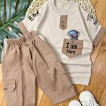 تیشرت شلوارک کتان جیب موش