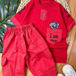 تیشرت شلوارک کتان جیب موش