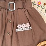 کراپ دامن کتان تل دار