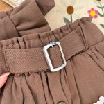 کراپ دامن کتان تل دار