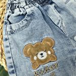 شلوارک جین گلدوزی تدی