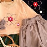 کراپ شلوارک کتان تل دار گل