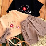 کراپ شلوارک کتان تل دار گل