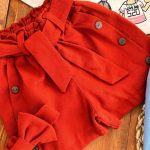 کراپ شلوارک کتان تل دار دخترک