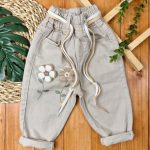 شلوار کتان گل برجسته