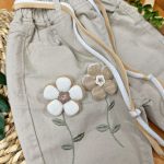 شلوار کتان گل برجسته