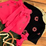 سه تیکه کراپ شلوارک تل دار