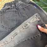شلوار جین شافل گلدوزی کثیف شور