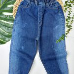 شلوار جین مام استایل دو رنگ