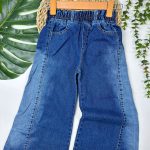 شلوار جین شافل آبی ساده