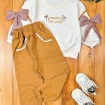 بلوز شلوار دخترانه آستین پاپیون دار