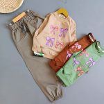 بلوز شلوار کتان دخترانه پاپیون