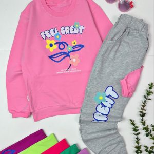 بلوز شلوار دخترانه چاپ گل