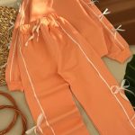 بلوز شلوار نوار دوزی پاپیون