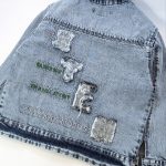 کت شلوار جین پشت گلدوزی سبز