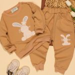 بلوز شلوار دخترانه گلدوزی خرگوش و گل