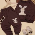 بلوز شلوار دخترانه گلدوزی خرگوش و گل