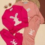 بلوز شلوار دخترانه گلدوزی خرگوش و گل