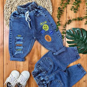 شلوار جین گلدوزی ایموجی