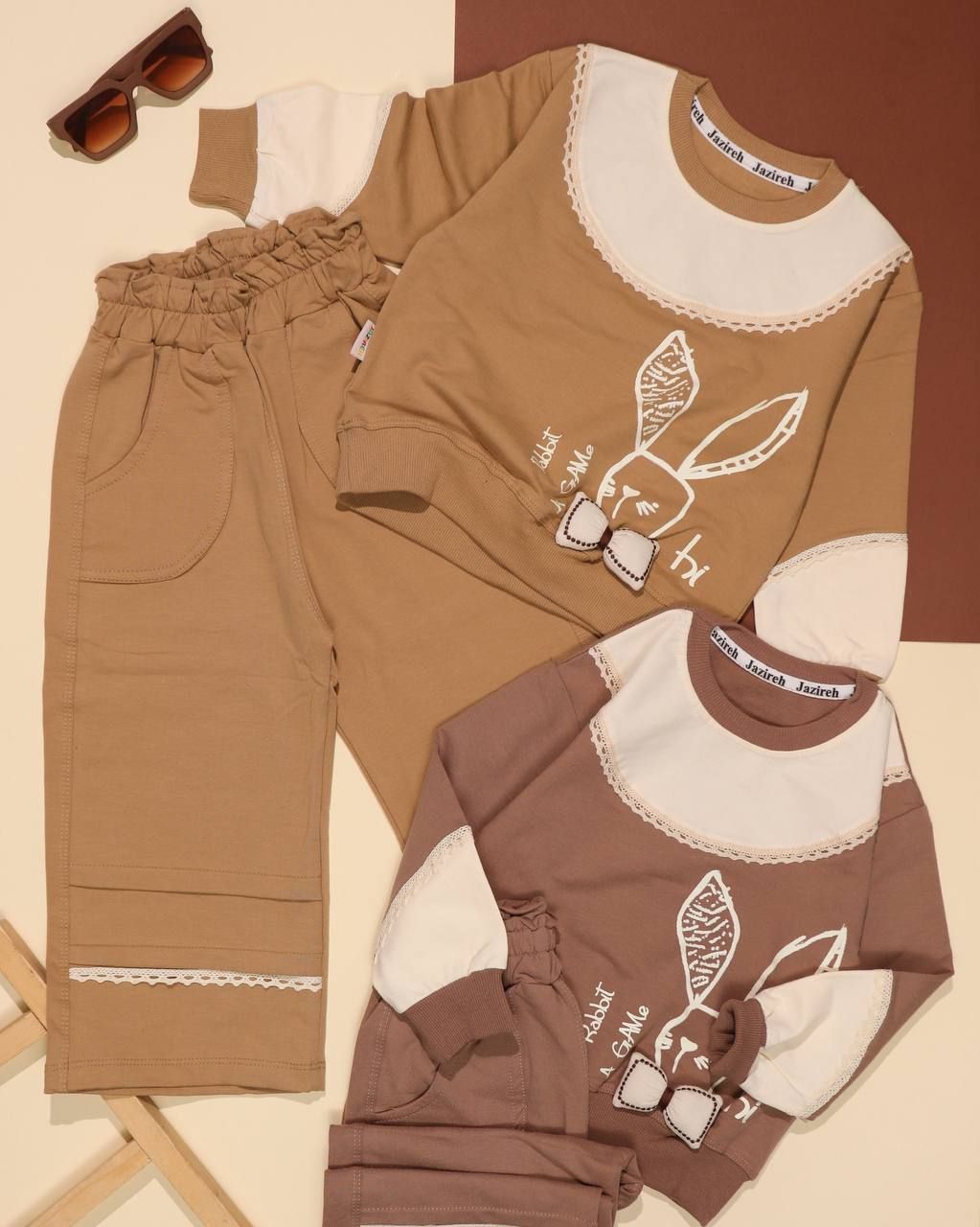 بلوز شلوار تیکه دوزی دانتل خرگوش