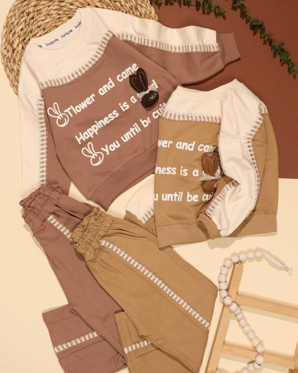 بلوز شلوار تیکه دوزی خرگوش عروسکی