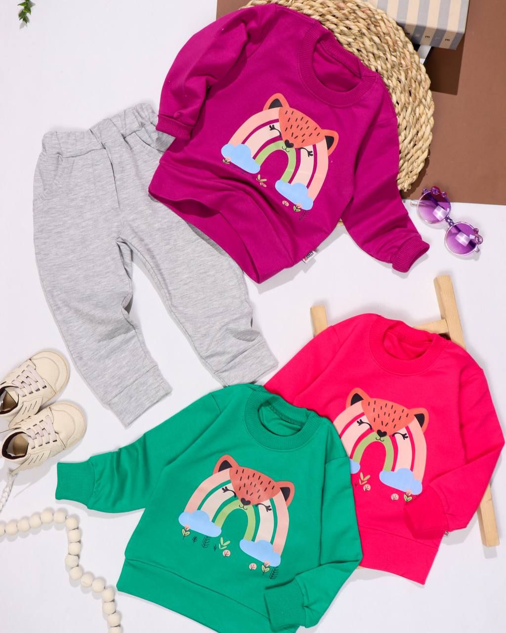 بلوز شلوار روبته رنگین کمان