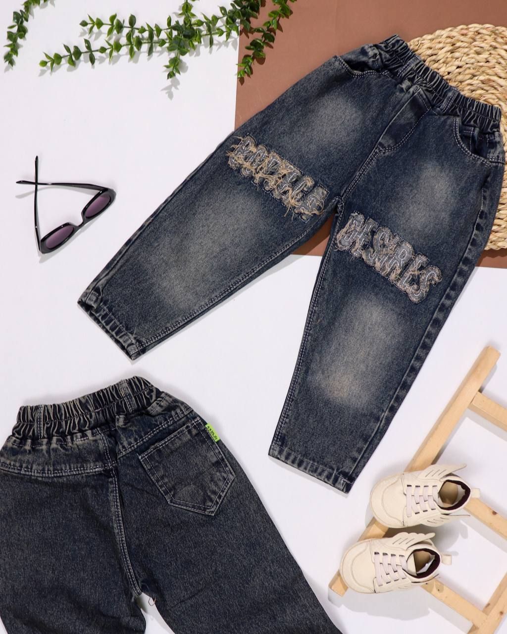 شلوار جین مام تیکه دوزی بوتگا