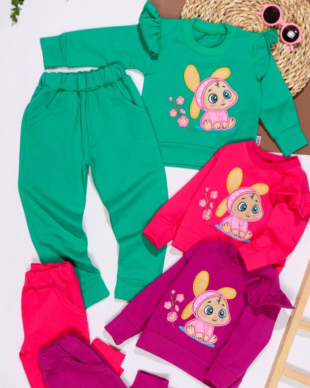 بلوز شلوار دخترانه چین دار گلدوزی