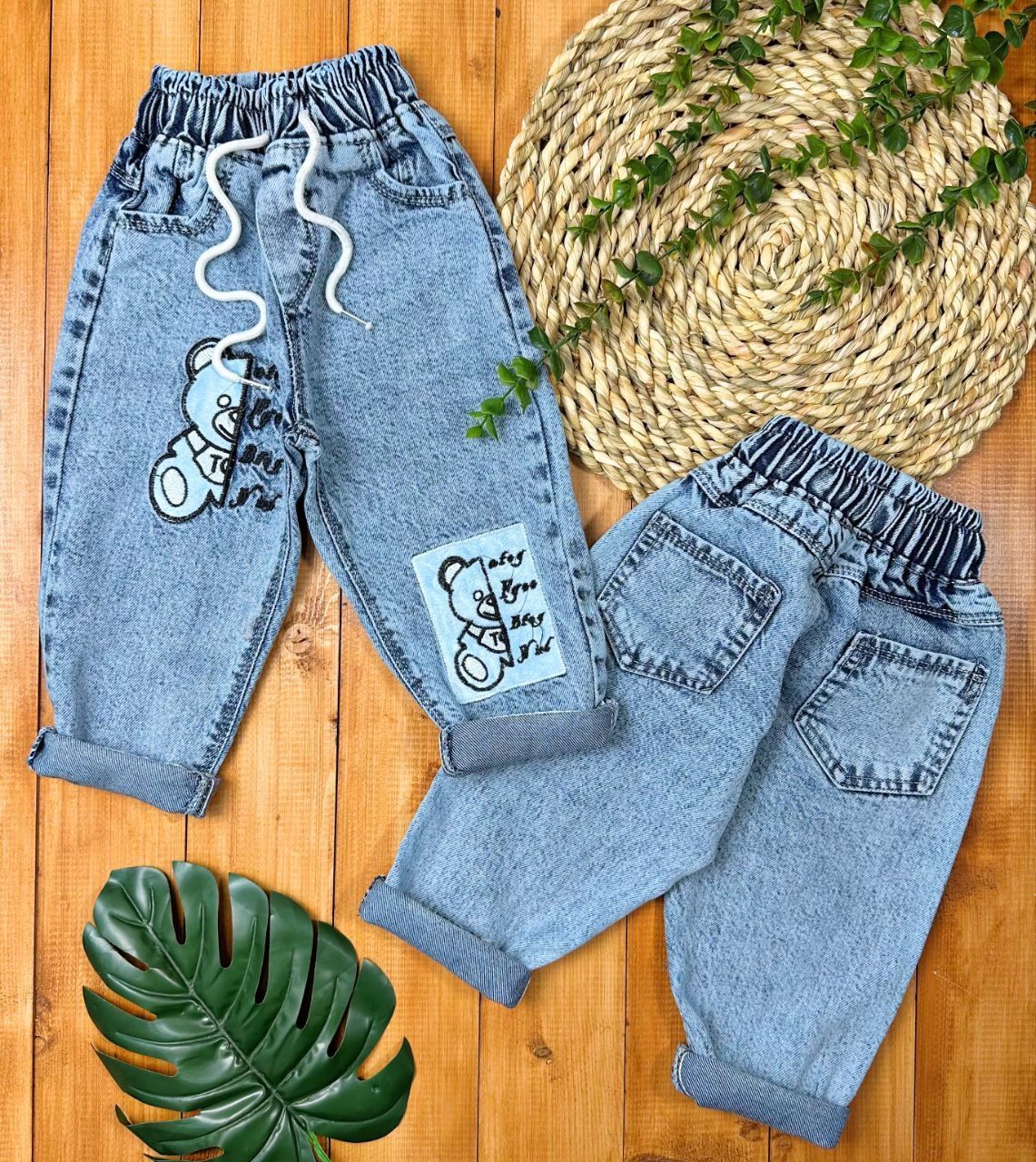 شلوار جین گلدوزی دو خرس