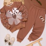 بلوز شلوار دخترانه چین دار قلب