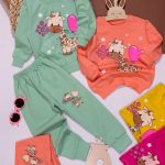 بلوز شلوار دخترانه زرافه و قلب