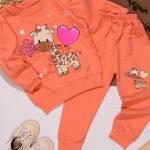 بلوز شلوار دخترانه زرافه و قلب