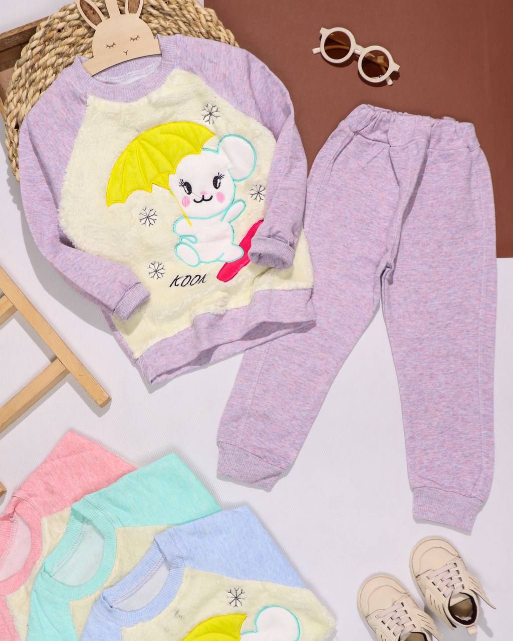 بلوز شلوار دخترانه گلدوزی چتر پولیشی