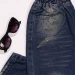 شلوار جین اسپرت یه طرف گلدوزی