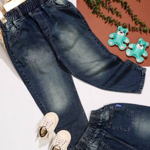 شلوار جین اسپرت یه طرف گلدوزی