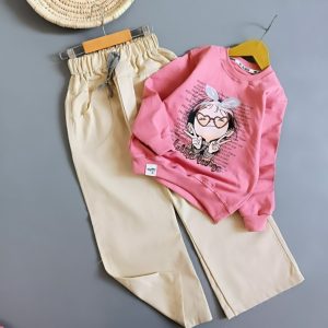 بلوز شلوار کتان دختر پاپیون