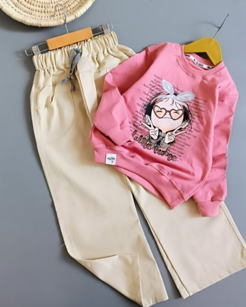 بلوز شلوار کتان دختر پاپیون