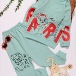 بلوز شلوار دخترانه طرح گربه پاریس