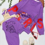 بلوز شلوار دخترانه طرح گربه پاریس