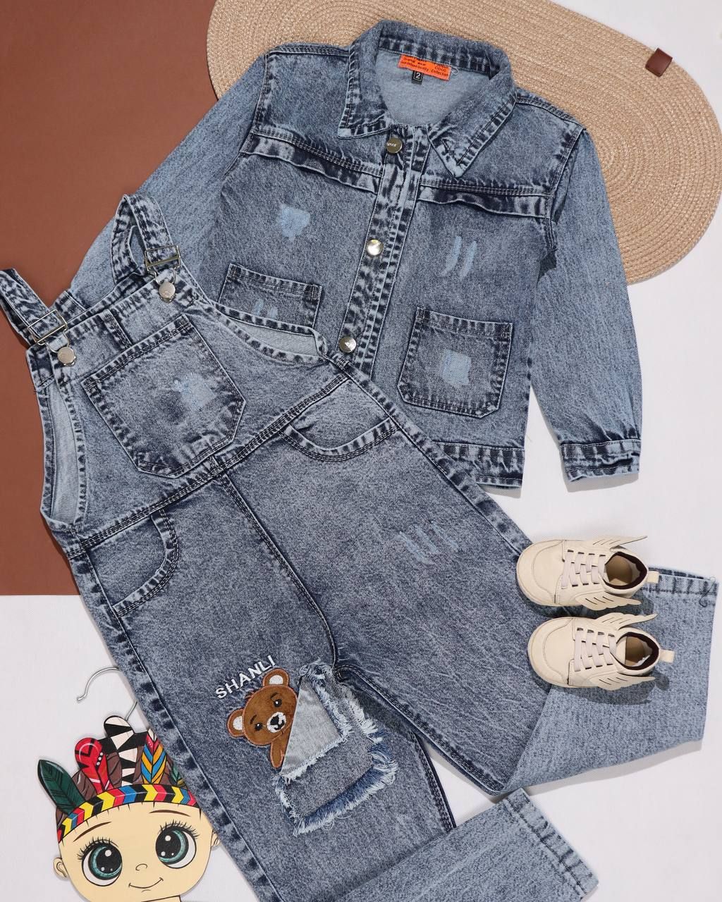 بیلر کت جین اسپرت گلدوزی خرس