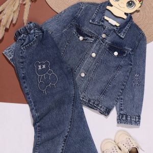 کت شلوار جین اسپرت گلدوزی تدی