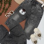 شلوار جین نقلی گلدوزی خرس popo