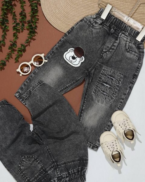 شلوار جین نقلی گلدوزی خرس popo