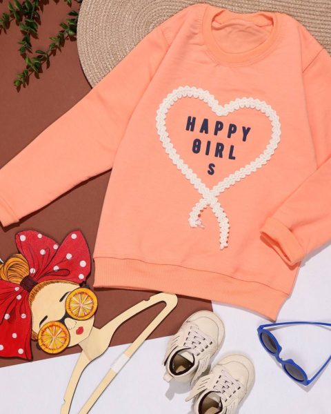 بلوز تک دخترانه طرح قلب بافتنی